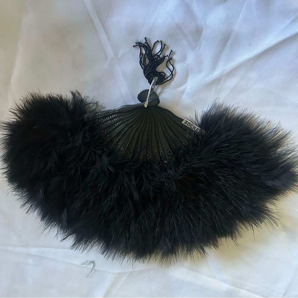 Elegant Black Feather Fan